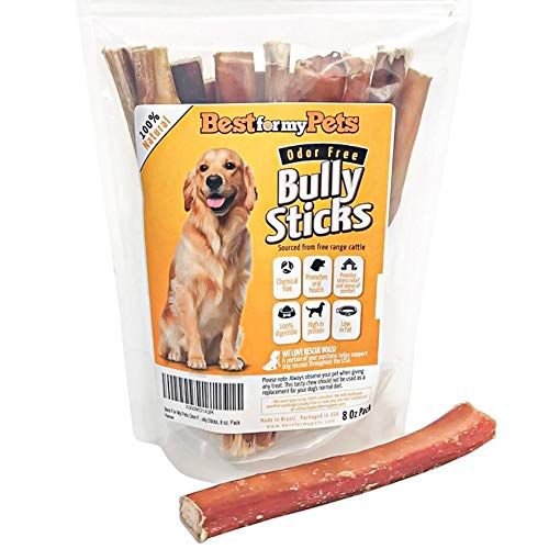 Geruchsfreie Bully Sticks 6-Zoll | Natürliche Hundesnacks Premium Hundekauartikel | Beruhigende Leckereien für Hunde | 8-Unzen-Beutel