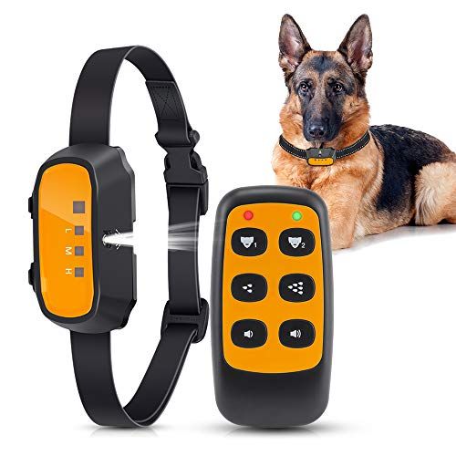 Queenmew Dog Bark Collar, Citronella Spray Anti Barking Device ปลอกคอฝึกเห่าหยุดกันน้ำแบบชาร์จไฟได้, ไม่มีจุกป้องกันเห่าเห่าไฟฟ้าช็อตสำหรับสุนัขทุกตัว (รวมรีโมทคอนโทรล)