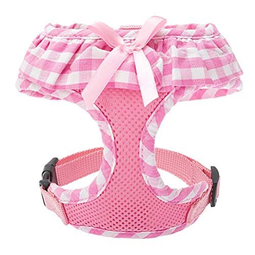 EXPAWLORER Checkered Frills Fashion Puppy Harness for Pets Dog & Cat, Pink Extra Small