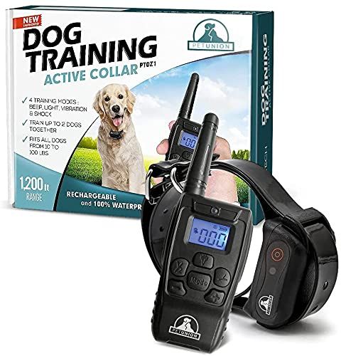 Pet Union PT0Z1 Premium Dog Training Shock Collar, fuldt vandtæt, 1200ft rækkevidde