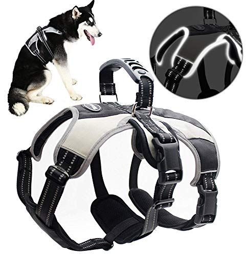 Голям защитен колан за кучета Mihachi - защитена от бягство светлоотразителна кучешка жилетка с дръжка за повдигане за тренировки на открито