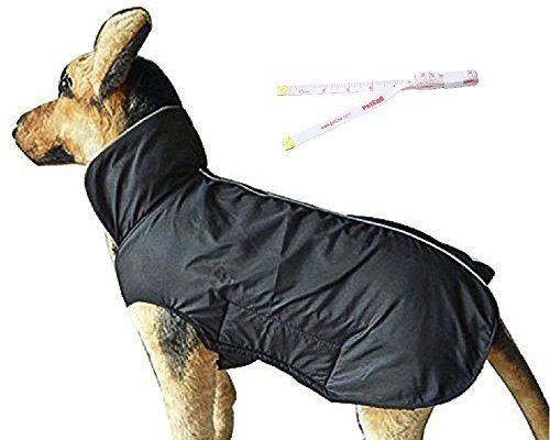 PETCEE wasserdichte Hundejacken, Hundejacke für mittelgroße Hunde, Hundewintermantel Haustierweste für kaltes Wetter (Schwarz L)