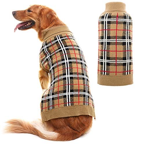 PUPTECK Класически кариран пуловер за кучета - Празнична зимна кърпа за кученца