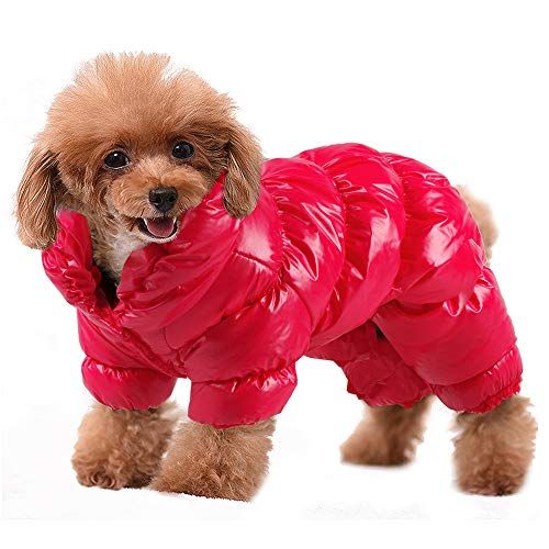 PET ARTIST zimowe płaszcze dla szczeniąt dla małych psów, śliczne ciepłe polarowe wyściełane ubrania dla zwierząt odzież dla pudli chihuahua buldog francuski pomorskie czerwone klatki piersiowej: 18 