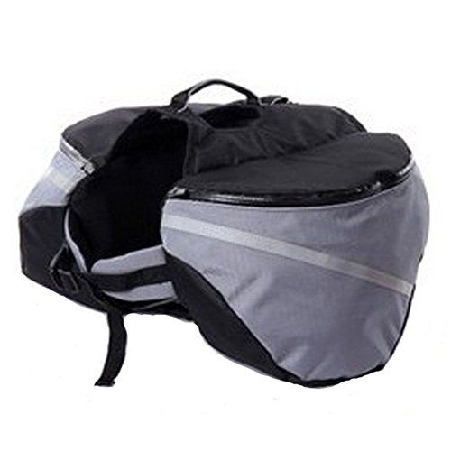 Lifeunion Saddle Bag Backpack for Dog, Tripper Hound Bag Camping Hiking Camping dalam 3 Saiz (Kelabu, L)
