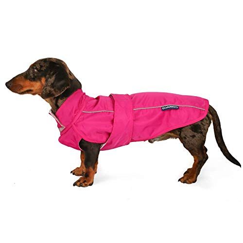 DJANGO City Slicker All-Weather Dog Jacket at Water-Repactor Raincoat na may Reflective Piping (Medium, Cerise Pink)