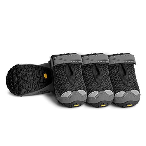 RUFFWEAR ، حذاء جريب تريكس للأماكن الخارجية للكلاب مع نعل مطاطي للتنزه والجري ، أسود سبج ، 2.5 بوصة (4 أحذية)