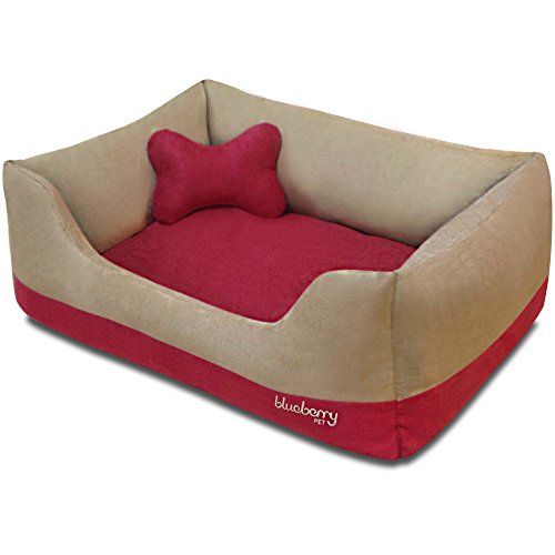 Blueberry Pet Heavy Duty Microsuede Overstuffed Bolster Lounge Dog Bed, avtagbart och tvättbart lock m/YKK -dragkedjor, 25
