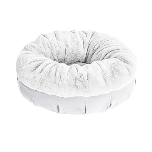 BarksBar Cozy Curler - Large & Grey - Dual Layered Memory Foam & Orthopedic Foam Dog Bed Luxurious Faux Fur 36 x 36
