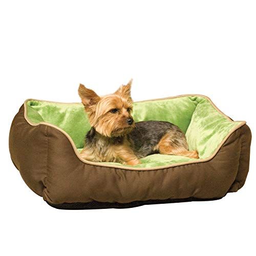 K&H Pet Products Self-Warming Lounge Sleeper Pet Bed Mocha/Green Small 16 X 20 Inches
