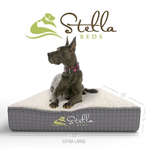 Stella Beds Erhöhtes orthopädisches Hundebett aus Memory-Schaumstoff mit abnehmbarem Bezug, extra groß 52 Zoll