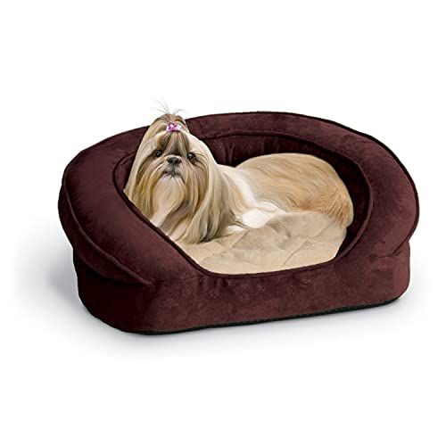 K&H Pet Products Deluxe Ortho Bolster Sleeper Pet Bed Medium Aubergine Pote Print 30