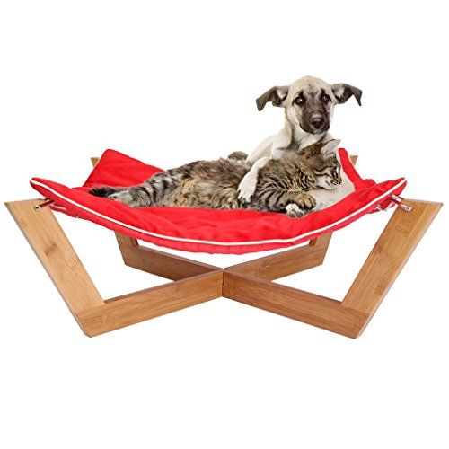 Jumbl Deluxe Large Bamboo Cat - Dog Hammock/Pet Lounge/Bed - Χαρακτηριστικά Έως και 25 κιλών Ικανότητα φορτίου Κατασκευασμένα από εξαιρετικής ποιότητας