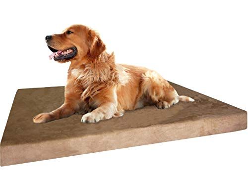 Dogbed4less Extra großes echtes orthopädisches Gel-Memory-Schaum-Hundebett für große Haustiere, wasserdichtes Futter und strapazierfähiger brauner Bezug, XL 40X35X4 Zoll