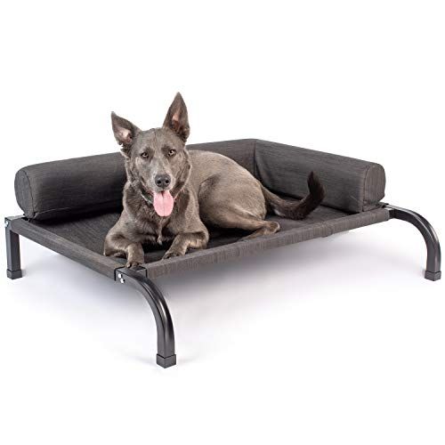 Zvýšená vonkajšia posteľ pre psa PetFusion Ultimate | Veľký alebo Extra veľký | Odolný oceľový rám | 370 GSM Priedušný, vode odolný polyester | Vrátane ochranného krytu | 12 mesačná záruka
