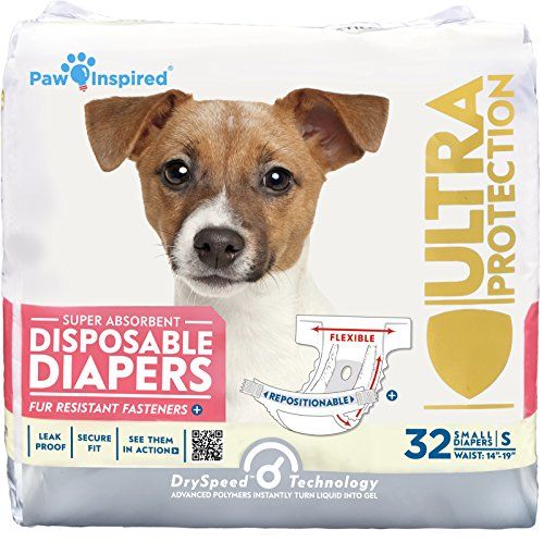 Paw Inspired 32ct desechables para perros | Pañales para perros hembra Ultra Protection | Pañales para perros en celo, micción excitable o incontinencia (pequeños)