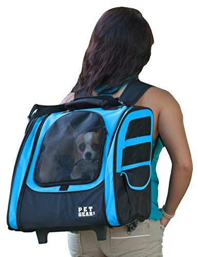 Ролкова раница за домашни любимци I-GO2, носач за пътуване, столче за кола за котки/кучета, мрежеста вентилация, включена връзка, телескопична дръжка, торбичка за съхранение