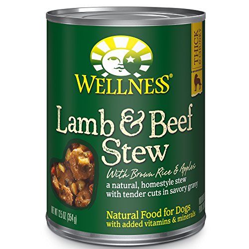 Wellness Tyk og chunky naturlig dåsefoder til hunde, lam og oksekød, 12,5-ounce dåse (pakke med 12)