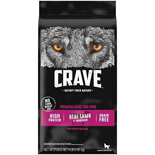 CRAVE bez graudu pieaugušo augsta proteīna dabīgā sausā suņu barība ar jēra un brieža gaļas olbaltumvielām, 4 lb soma