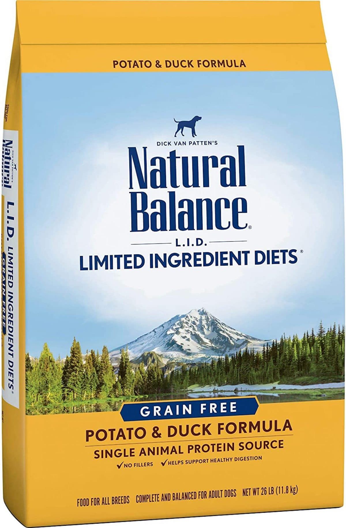Natural Balance ierobežota sastāvdaļa sausā suņu barība - kartupeļu un pīļu formula