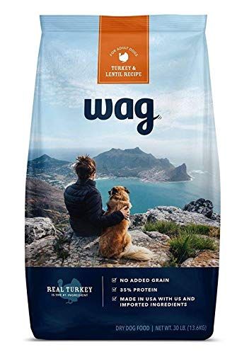 Amazon -tuotemerkki - Wag Dry Dog Food Turkki & Linssi Resepti (30 lb. Bag)