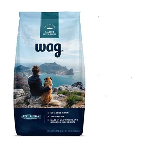 Marque Amazon - wag Croquettes pour chiens Recette de saumon et de lentilles (sac de 30 lb)
