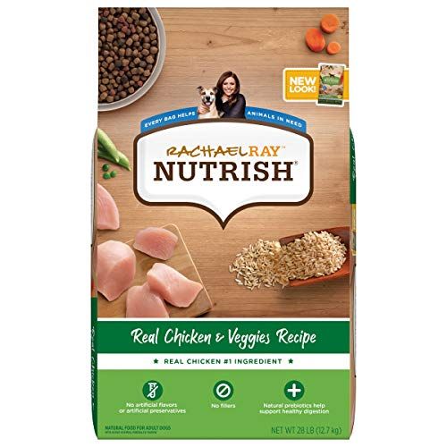 Rachael Ray Nutrish Premium naturlig tørfoder til hunde, ægte kylling og grøntsager, 28 pund (emballage kan variere)