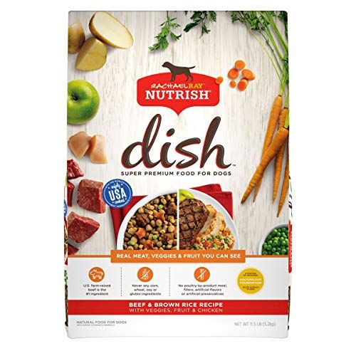 Rachael Ray Nutrish Dish Super Premium koeratoit, veiseliha ja pruuni riisi retsept koos tõelise liha, köögiviljade ja puuviljadega, mida näete, 18,56700 kg