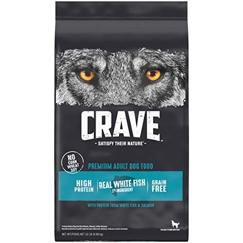 CRAVE Nourriture sèche naturelle pour chiens adultes à haute teneur en protéines sans céréales avec protéines de saumon et de poisson de mer, sac de 22 lb