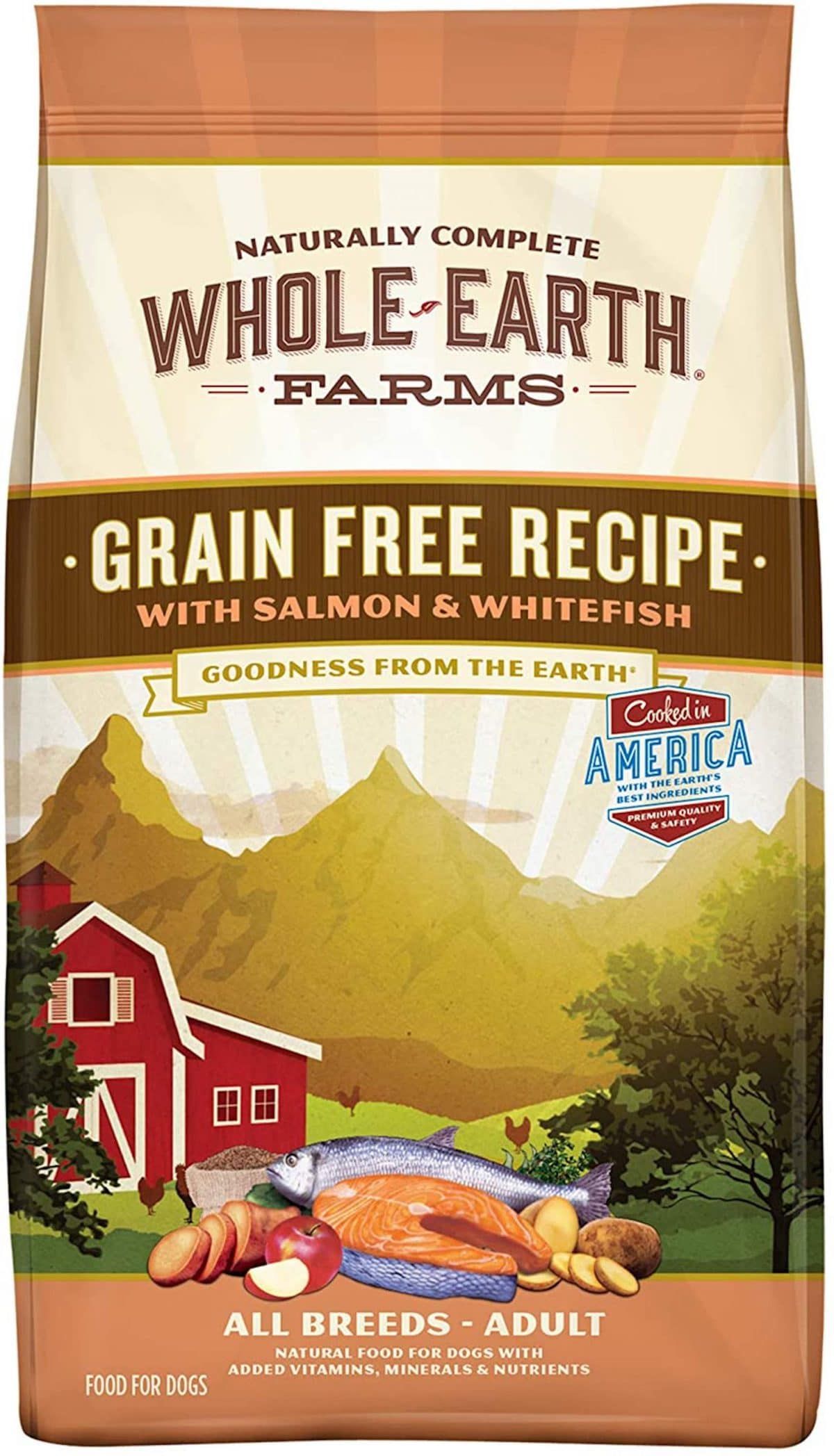 „Whole Earth Farms“ receptas be grūdų šunų maistui