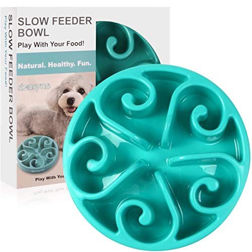 Siensync Slow Feeder Dog Bowl, Non Slip Puzzle Bow Fun Feeder Interactive Bloat Stop Dog Bowl, Eco-Friendly Non Toxic Bamboo Fiber Slow Feed Dog Bowl за големи средни малки кучета