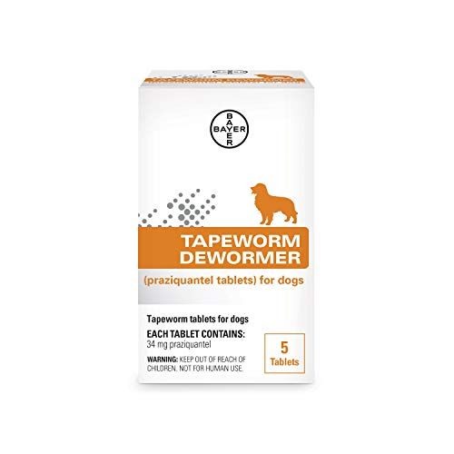 Bayer Bandwurm-Entwurmungsmittel (Praziquantel-Tabletten) für Hunde, 5-Count Praziquantel-Tabletten für Hunde und Welpen ab 4 Wochen