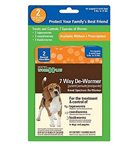 SENTRY HC WormX Plus 7 Way De Dewormer za male pse, 2 žvečljivi tableti