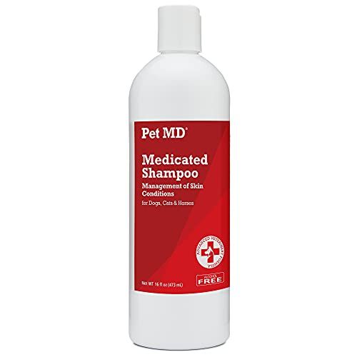 Pet MD - Shampooing médicamenteux pour chiens, chats et chevaux à la chlorhexidine et au kétoconazole - Sans savon ni paraben - 16 Oz