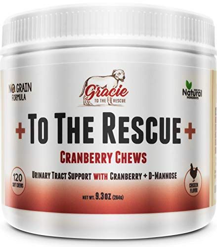 Gracie To The Rescue Cranberry para cães - Tratamento natural de UTI para cães, Suporte para bexiga e UTI para cães - Infecção da bexiga e alívio de incontinência com D-manose
