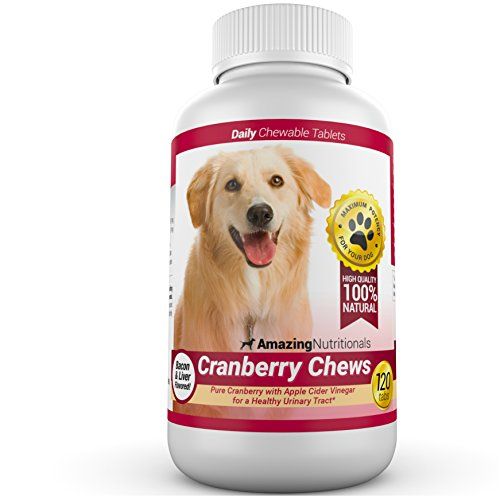 Fantastisk tranebær til hunde Antioxidant til kæledyr, støtte til urinvejene forhindrer og eliminerer UTI hos hunde, 120 tygger