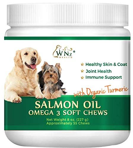 WetNozeHealth Laksolie Omega 3 Soft Chews med organisk gurkemeje til hundefugter, tør hudtilskud til kløende hunde, primula og solsikkeolie, antiinflammatorisk, artrit smertelindring og blød pels