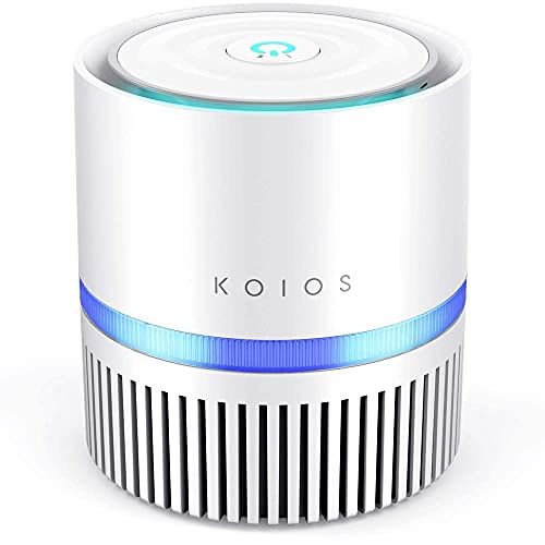 KOIOS Пречиствател на въздух за дома, истински въздушен филтър HEPA за спалня, малка стая и офис, премахва алергии дим прах прашец домашен любимец, нощна светлина (наличен за Калифорния)