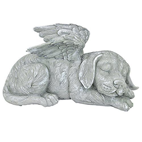 Design Toscano Dog Angel Pet Memorial Grave Marker Tribute Statue ، 10 بوصة ، بوليريسين ، تشطيب حجري