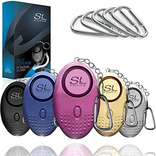 SLFORCE Personal Alarm Siren Song - 130dB Safesound Лични аларми за жени ключодържател с LED светлина, аварийна самозащита за деца и възрастни хора. Сирена за безопасност Звукова свирка (Многоцветна)