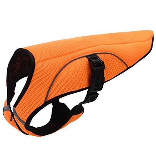 BINGPET Dog Cooling Jacket Evaporative Swamp Cooler Vest Reflective Safety Pet Hunting Harness, Orange Large
