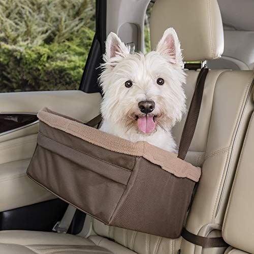 PetSafe Happy Ride Booster Seat - Ghế nâng cho chó dành cho ô tô, xe tải và xe SUV - Dây đeo dễ điều chỉnh - Lớp lót lông cừu bền có thể giặt bằng máy và dễ làm sạch - Cực lớn, màu nâu