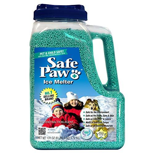 Safe Paw, Child Plant Dog Paw & Pet Safe Ice Melt -8lb, ปราศจากเกลือ/คลอไรด์ 100% - ปลอดสารพิษ, อนุมัติจากสัตวแพทย์, ไม่มีความเสียหายต่อคอนกรีต, สูตรออกฤทธิ์เร็ว, อยู่ได้นานขึ้น 3 เท่า