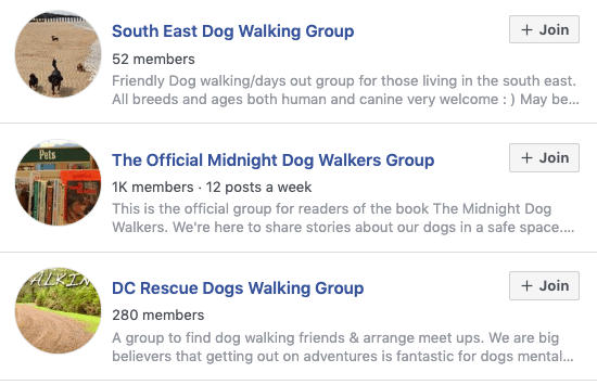 groupes de promenade de chiens facebook