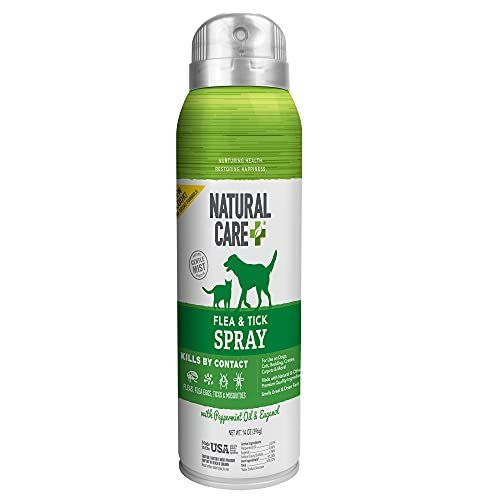 Spray anti-puces et tiques Natural Care pour chiens et chats | Traitement contre les puces pour chiens et chats | Anti-puces aux huiles naturelles certifiées | 14 onces