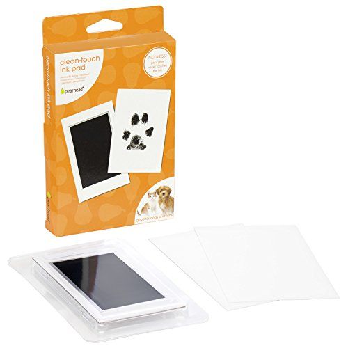Pearhead Pet Paw Print Clean-Touch tindipadi ja jäljendkaardid, kassid või koerad, lemmikloomaomanik, must