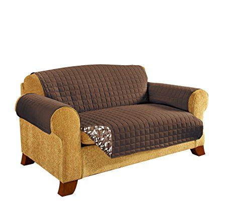 Protector de muebles acolchado reversible CELINE LINEN, tratamiento especial de microfibra tan suave como el algodón egipcio, sofá de hojas marrones