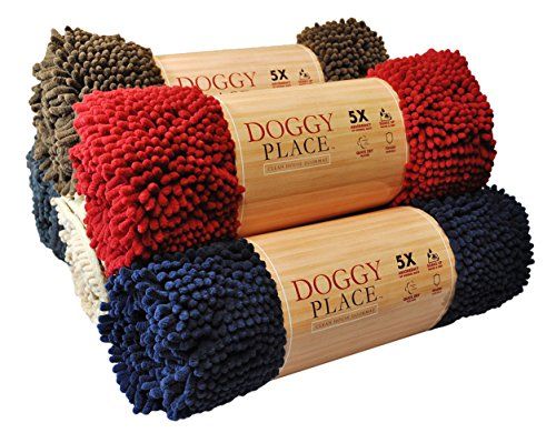 My Doggy Place - Ултра абсорбираща подложка за кучета от микрофибър, издръжлива, бързосъхнеща, переща, предотвратява кални замърсявания, поддържа къщата ви чиста (червена, голяма) - 36 x 26 инча