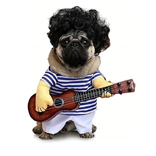 Vevins Pet Cowboy Costume Rocker Guitar Clothing for Small Dog Puppy Cat Halloween Party Christmas Apperal