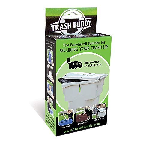 Trash Buddy - Hundesicheres Mülleimerschloss - Die einfach zu installierende Lösung zur Sicherung Ihres Mülleimerdeckels im Freien - Still EMP